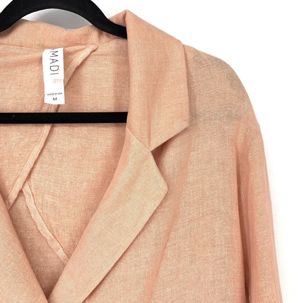 Amadi Women's Size M Button Front Linen Blazer Jacket Long Sleeve Orange Shimmer - Picture 2 of 6